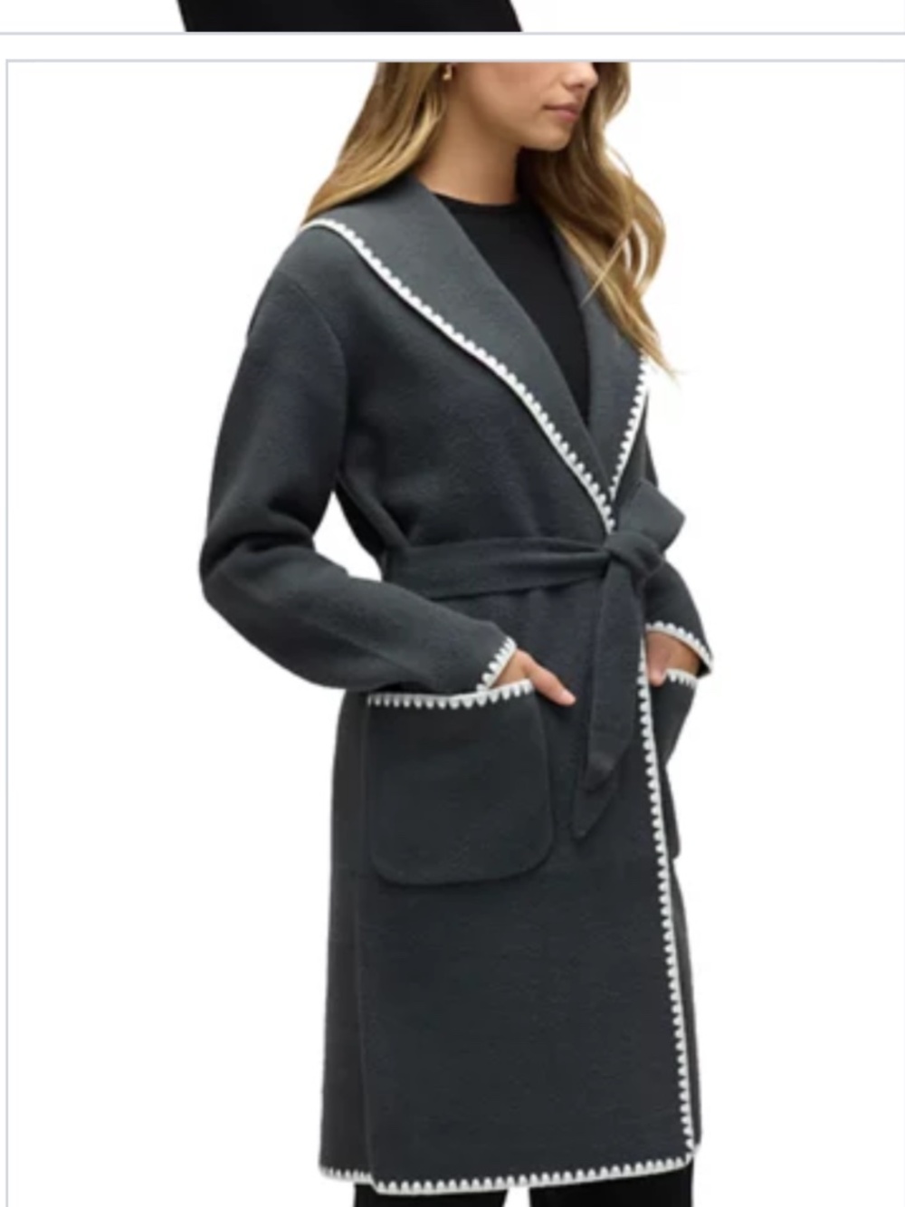 NVLT Charcoal Grey Jacket with Blanket Stitch